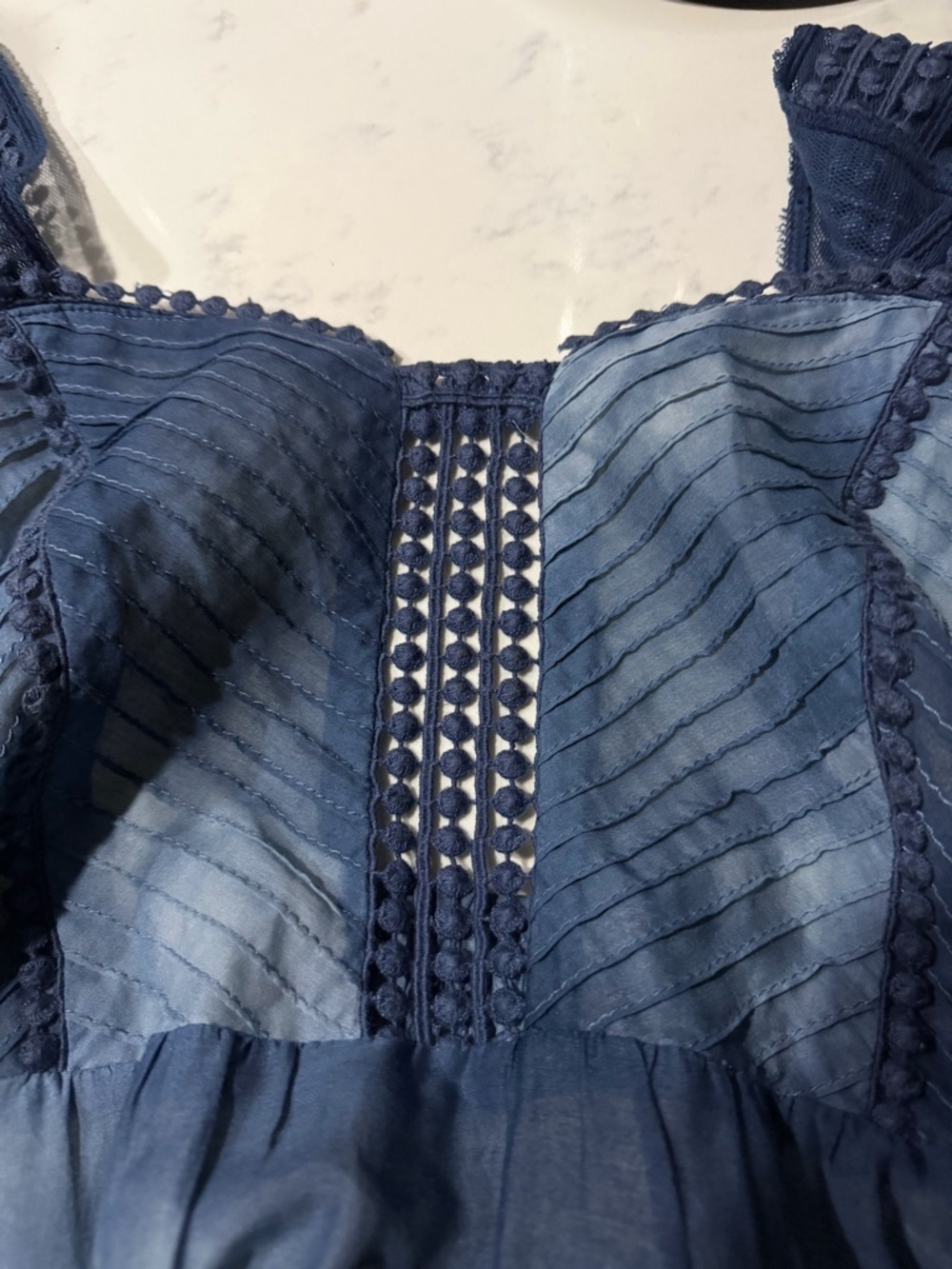 Hugo Boss Blue Maxi Lightweight Tie Dyed Lined Strapless Dress - Picture 7 of 9